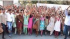 Girl students stage one-leg protest over lack of facilities